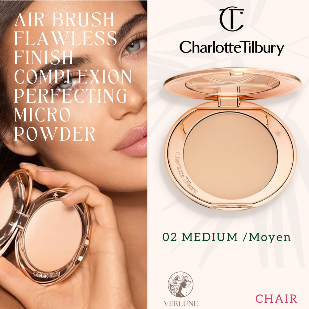 Charlotte Tilbury AIR BRUSH FLAWLESS FINISH COMPLEXION PERFECTING MICRO POWDER 02 MEDIUM /Moyen